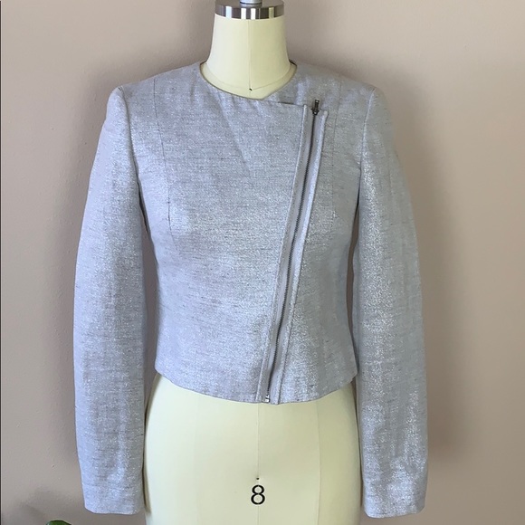 Rachel Roy Silver Metallic Thread Jacket Size 2 - Picture 5 of 7